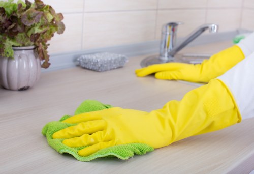 Clean reception area maintained by office cleaners in Finchley