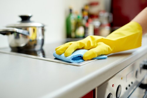 Protective gloves and equipment used during carpet cleaning